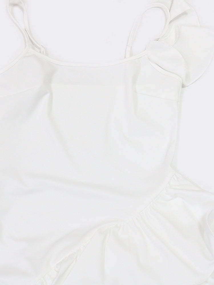 Ruffled Asymmetrical Ruched Cami Dress