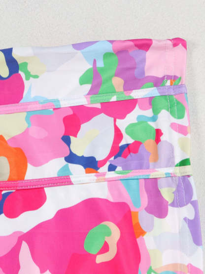 Colorblock Mesh Patchwork Strapless Dress