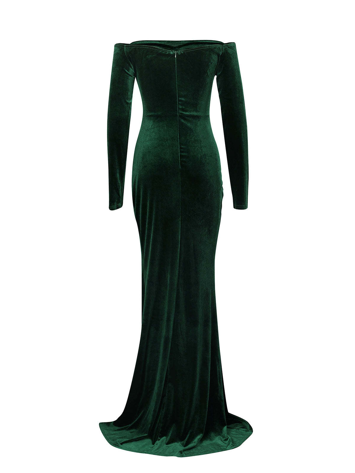 Off Shoulder Velvet Split Maxi Dress