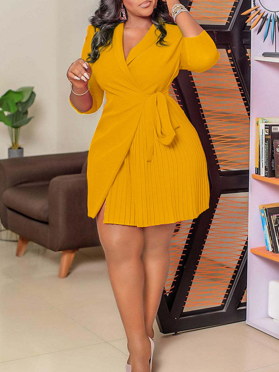 Tie Waist Pleated Midi Dress