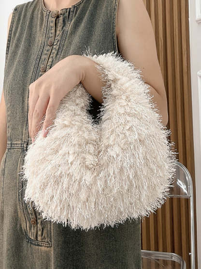Candy Color Fluffy Fringe Mini Handbag