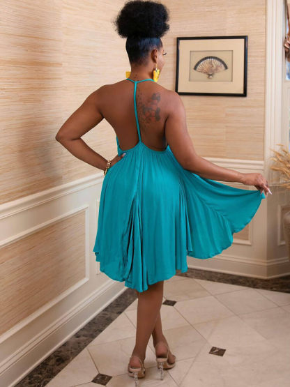 Halter Neck Backless Casual Mini Dress