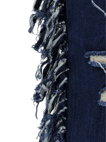 Plus Size Fringe Ripped Cutout Denim Jeans