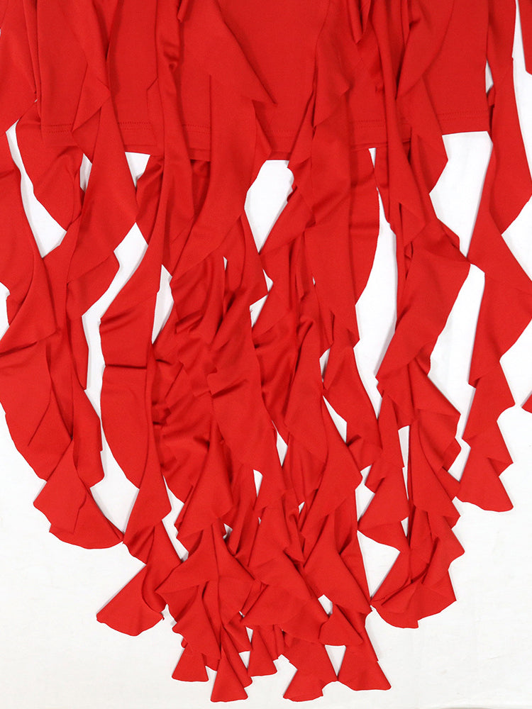 Ruffle Fringe Halter Mini Dress