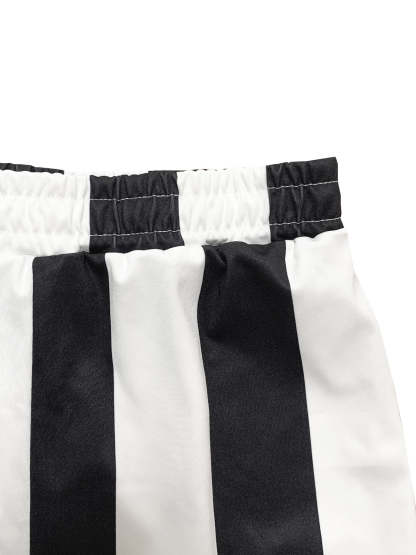 Striped Polo Crop Top Shorts Set