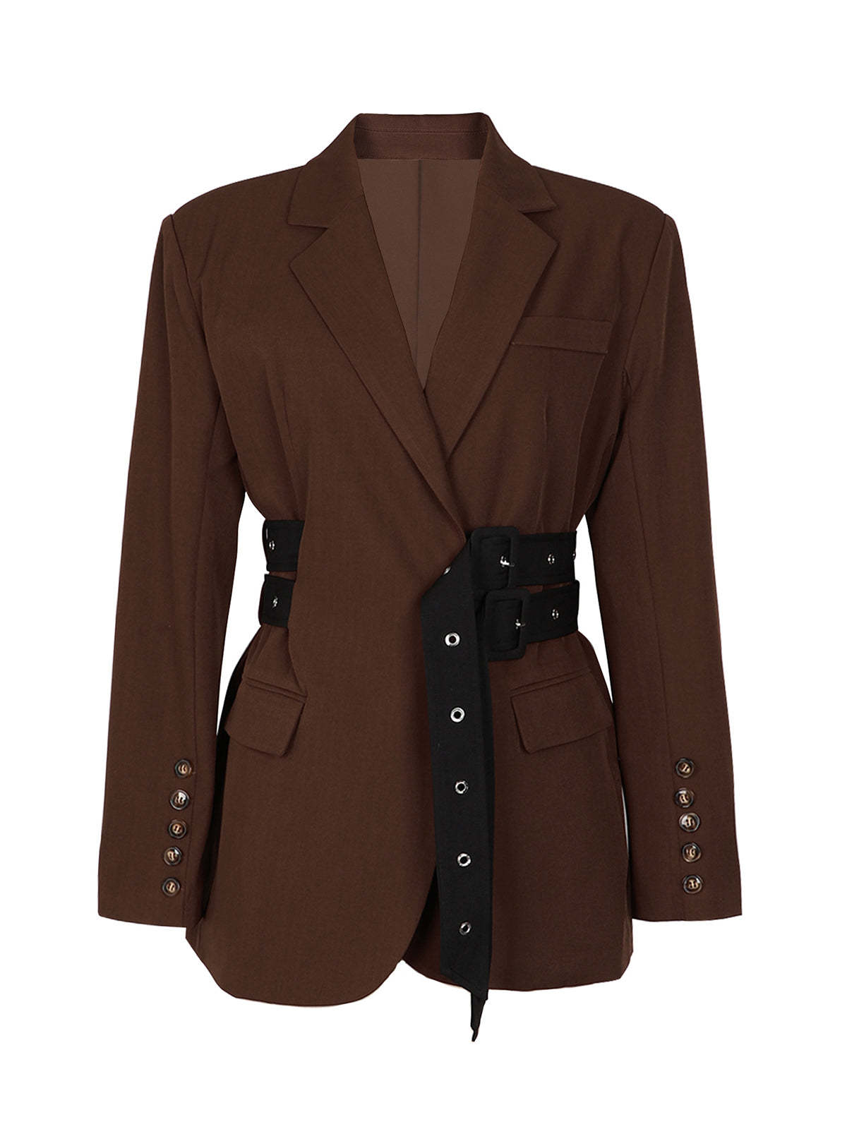Belted Button Blazer Jacket