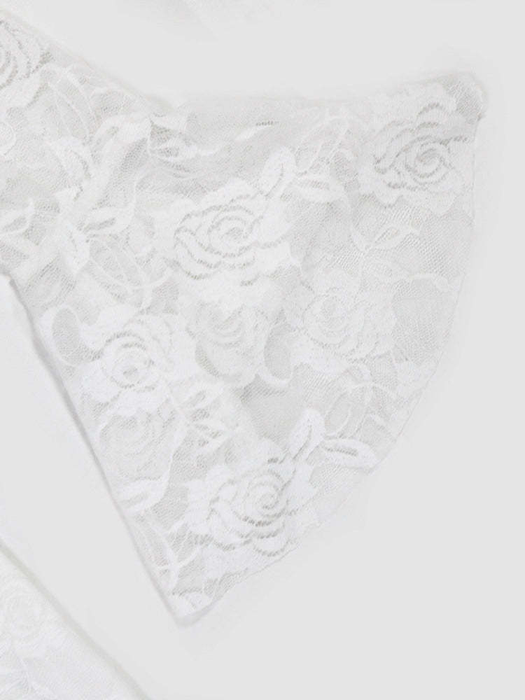 Off Shoulder Lace Asymmetric Ruffle Dress