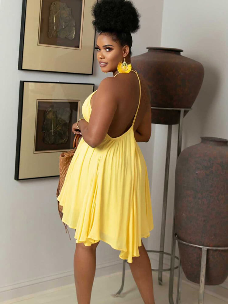 Halter Neck Backless Casual Mini Dress