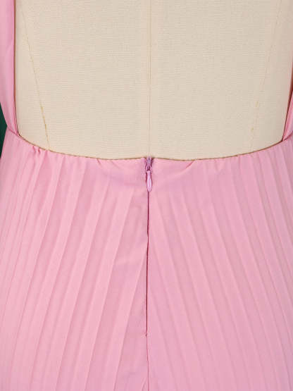 Chain Halter Backless Pleated Jumpsuit