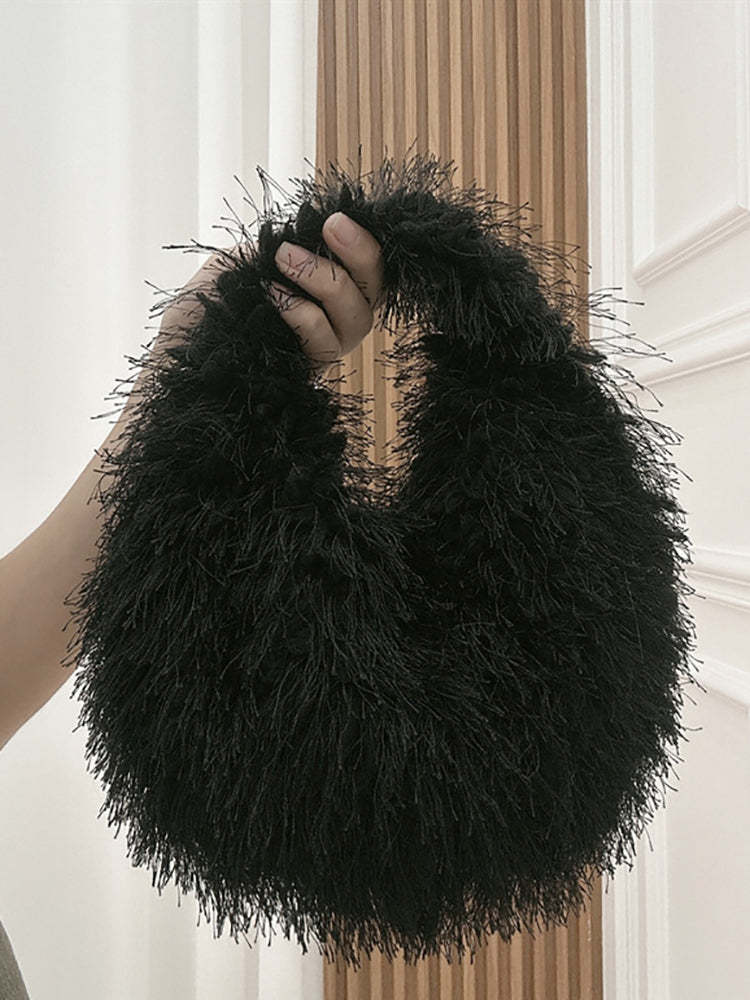 Candy Color Fluffy Fringe Mini Handbag