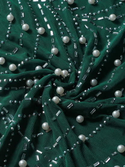 Feather Rhinestone Strapless Mini Dress