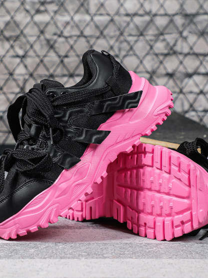 Thick Sole Breathable Mesh Lace-Up Sneakers