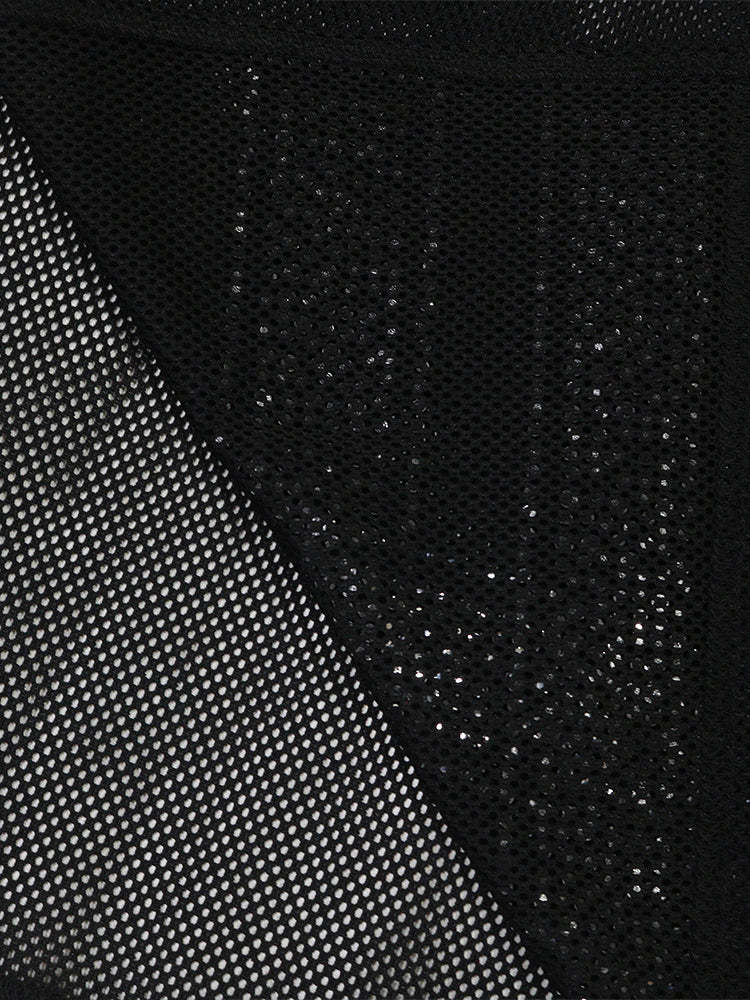 Number Graphic Rhinestone Mesh T-Shirt Dress