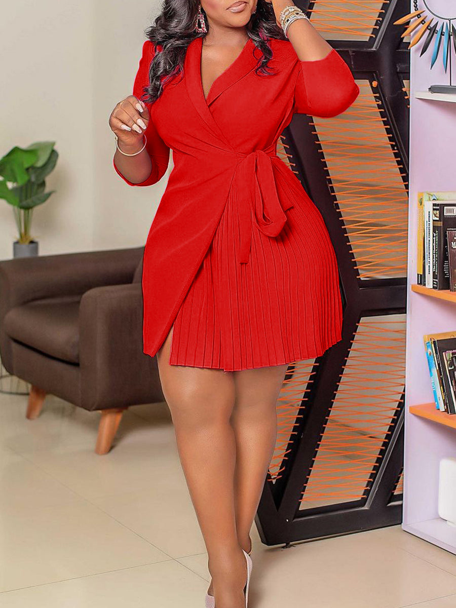 Tie Waist Pleated Midi Dress