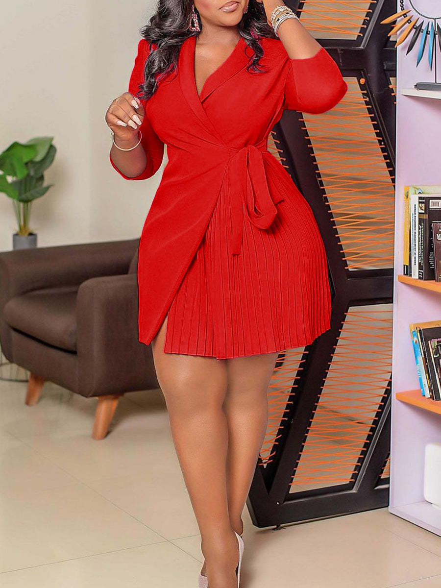 Tie Waist Pleated Midi Dress