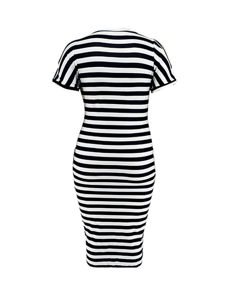 Plus Size Striped Dress with Pockets