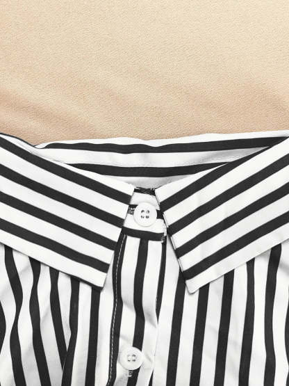 Striped Shirt Shorts Set