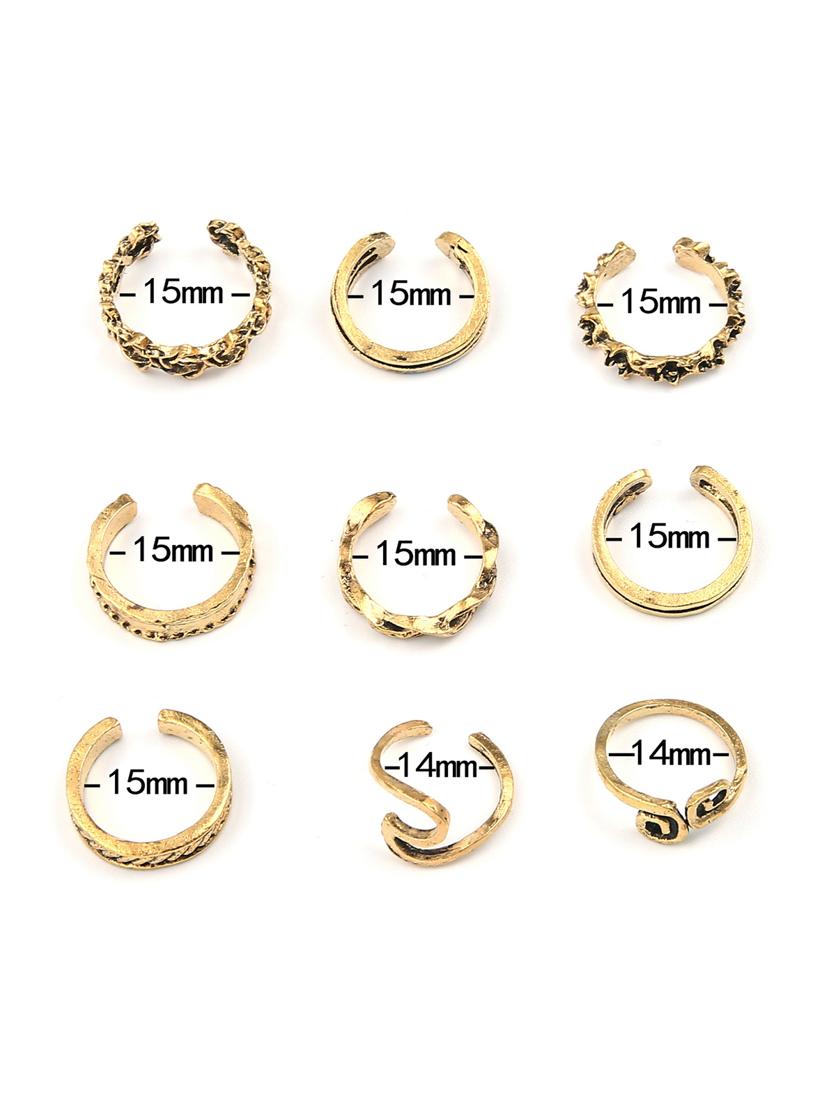 Beach Style Adjustable Ring Sets – 9-Pieces