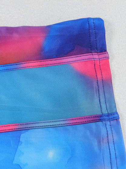 Colorblock Mesh Patchwork Strapless Dress