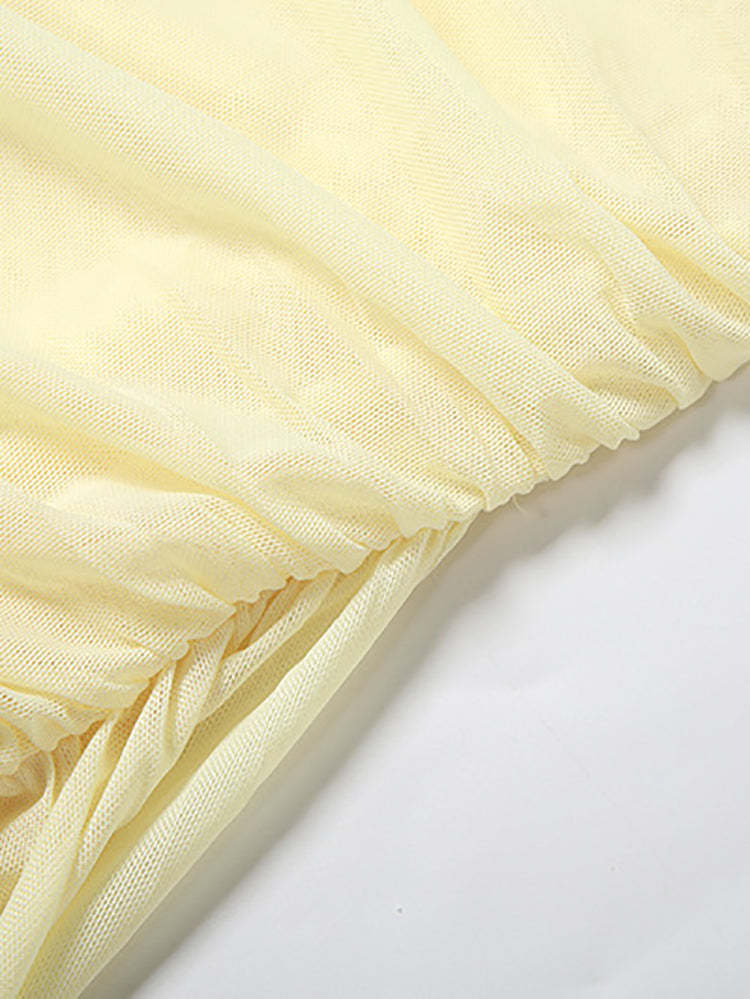 Strapless Mesh Mini Dress with Scarf Gloves