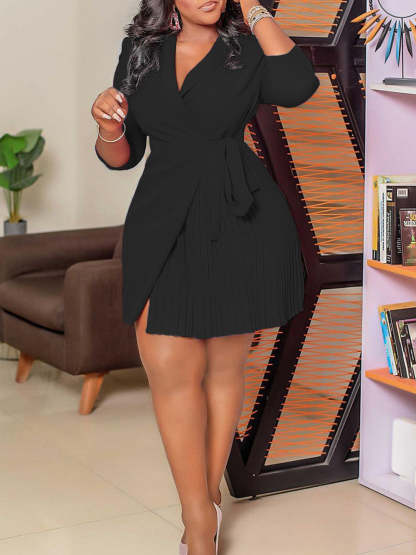 Tie Waist Pleated Midi Dress