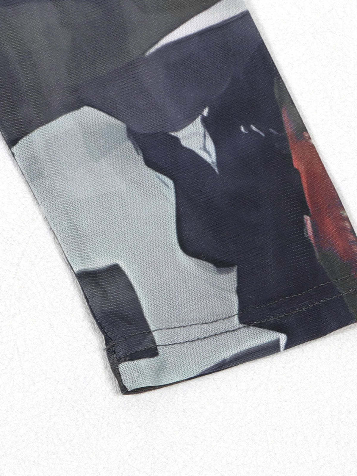 Two Piece Mesh Print Shirt Pants Set