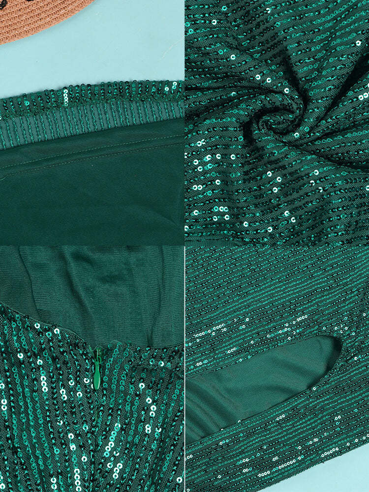 Sequin Sleevelesss Split Bodycon Maxi Dress