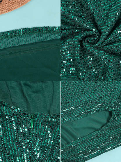 Sequin Sleevelesss Split Bodycon Maxi Dress