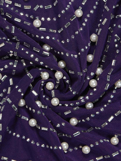 Feather Rhinestone Strapless Mini Dress