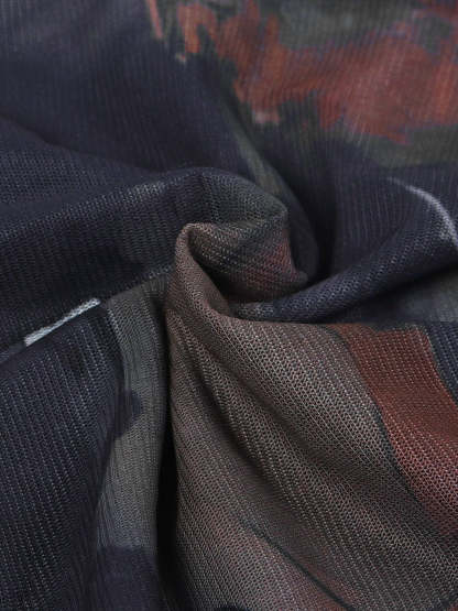 Two Piece Mesh Print Shirt Pants Set