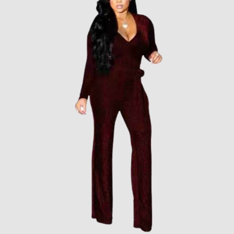 V-neck Shiny Jumpsuit