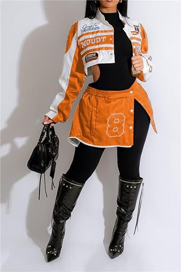 Detachable Letter Graphic Racer Colorblock Baseball Coat