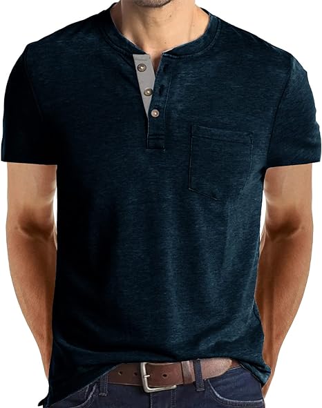 Mens Short Sleeve Button T-Shirt
