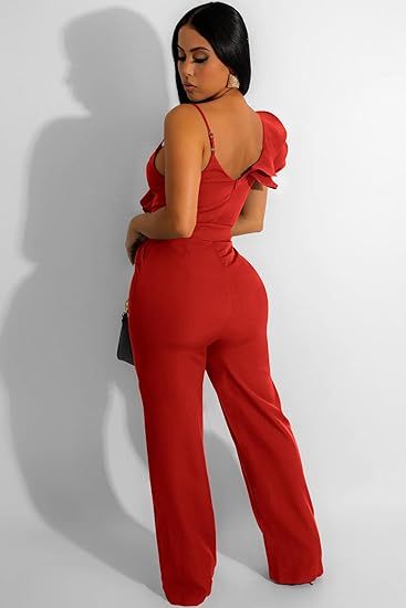V-Neck Sleeveless Ruffle Backless Wide Leg Jumpsuit