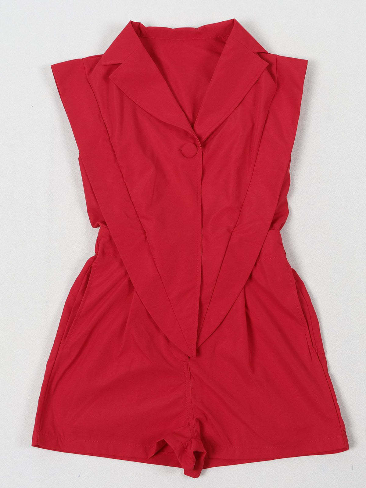 Sleeveless Solid Color Asymmetrical Romper