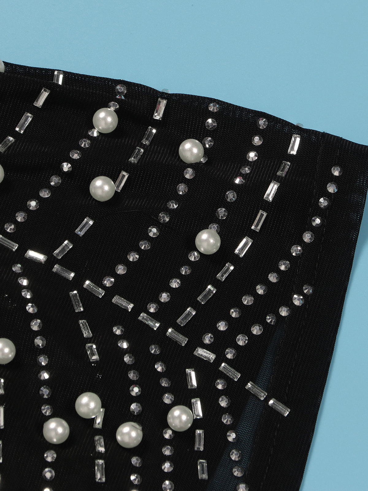 Feather Rhinestone Strapless Mini Dress