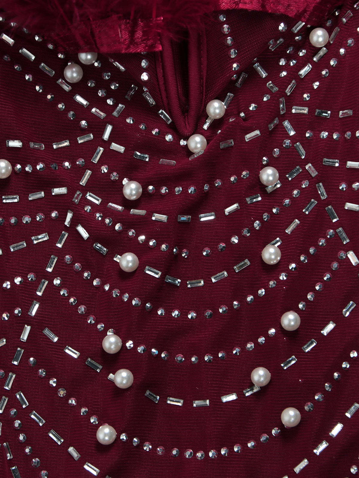 Feather Rhinestone Strapless Mini Dress