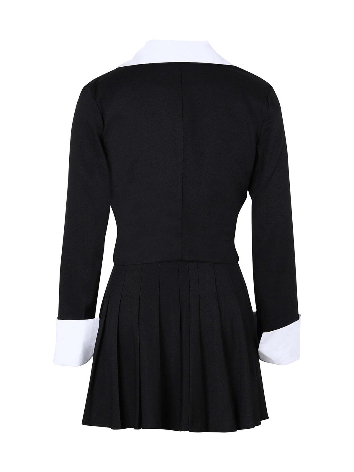 Two-Piece Blazer Shirt Collar Pleated Skirt Set
