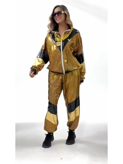 Halloween 80s Disco Glitter Jacket Pants Sets