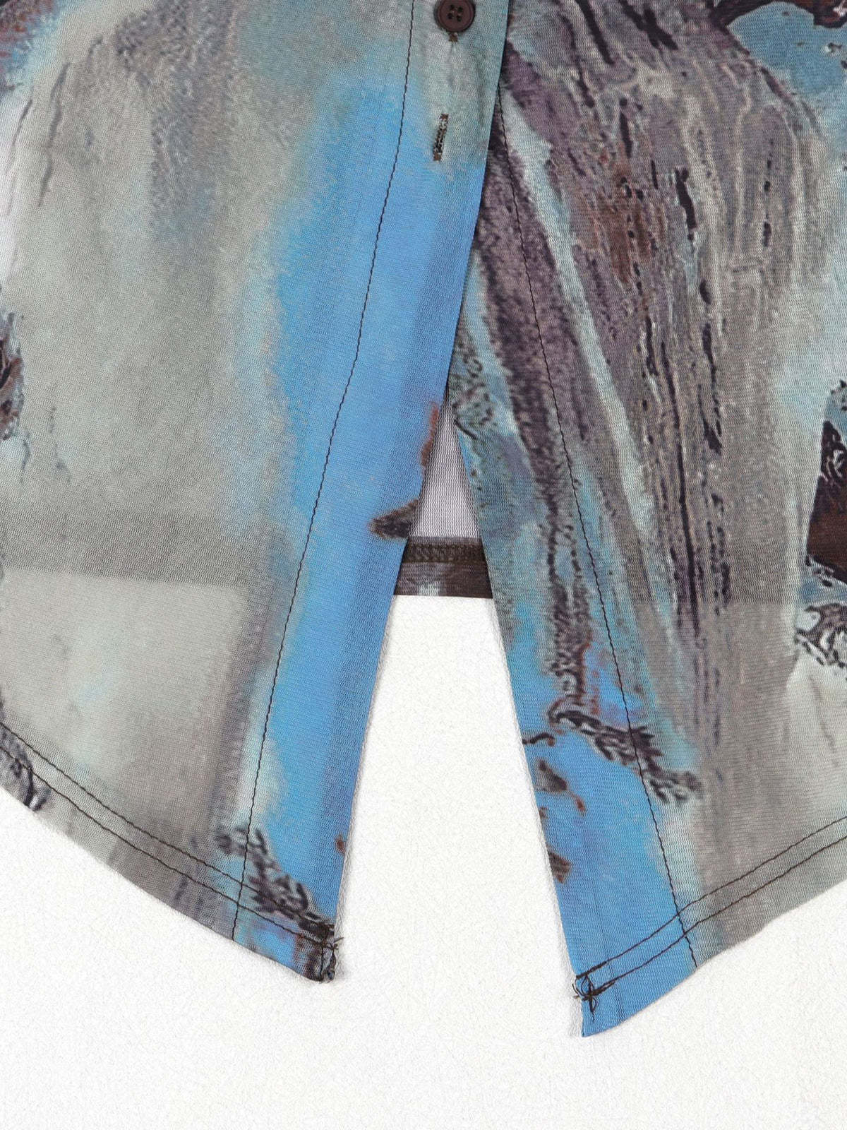 Two Piece Mesh Print Shirt Pants Set