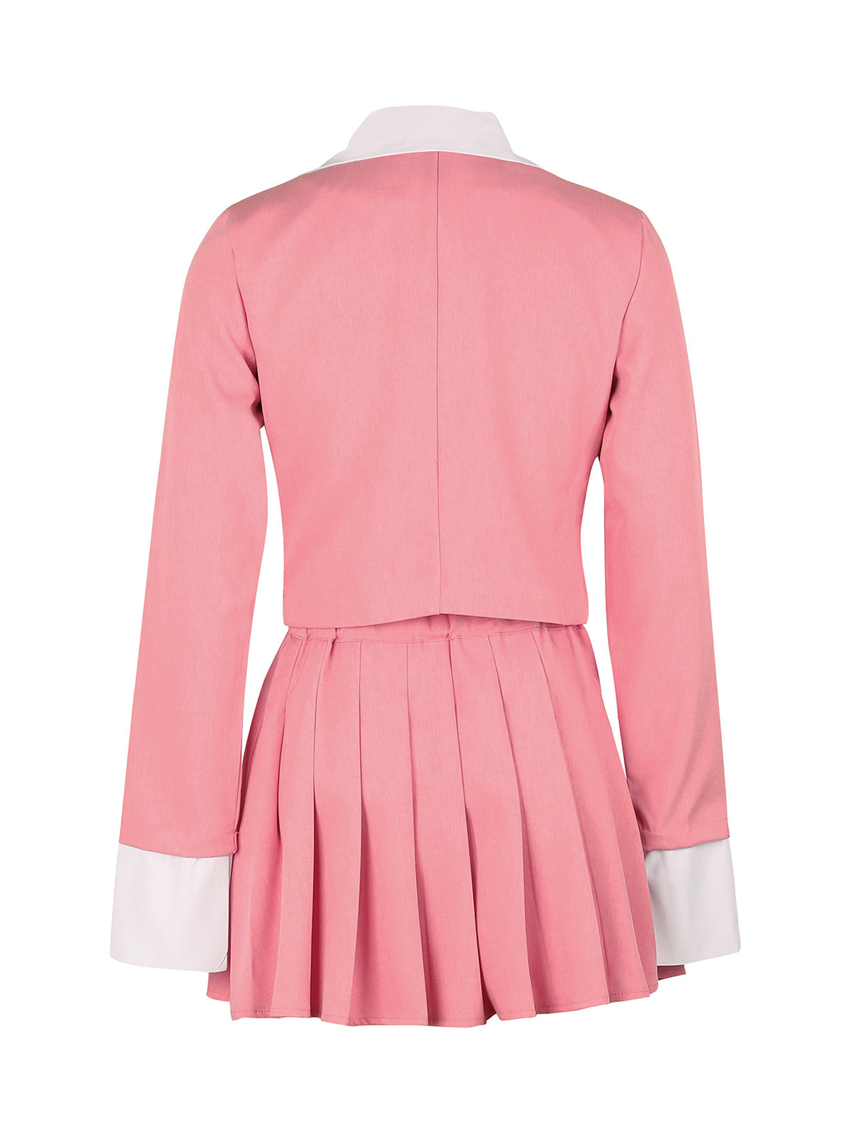 Two-Piece Blazer Shirt Collar Pleated Skirt Set