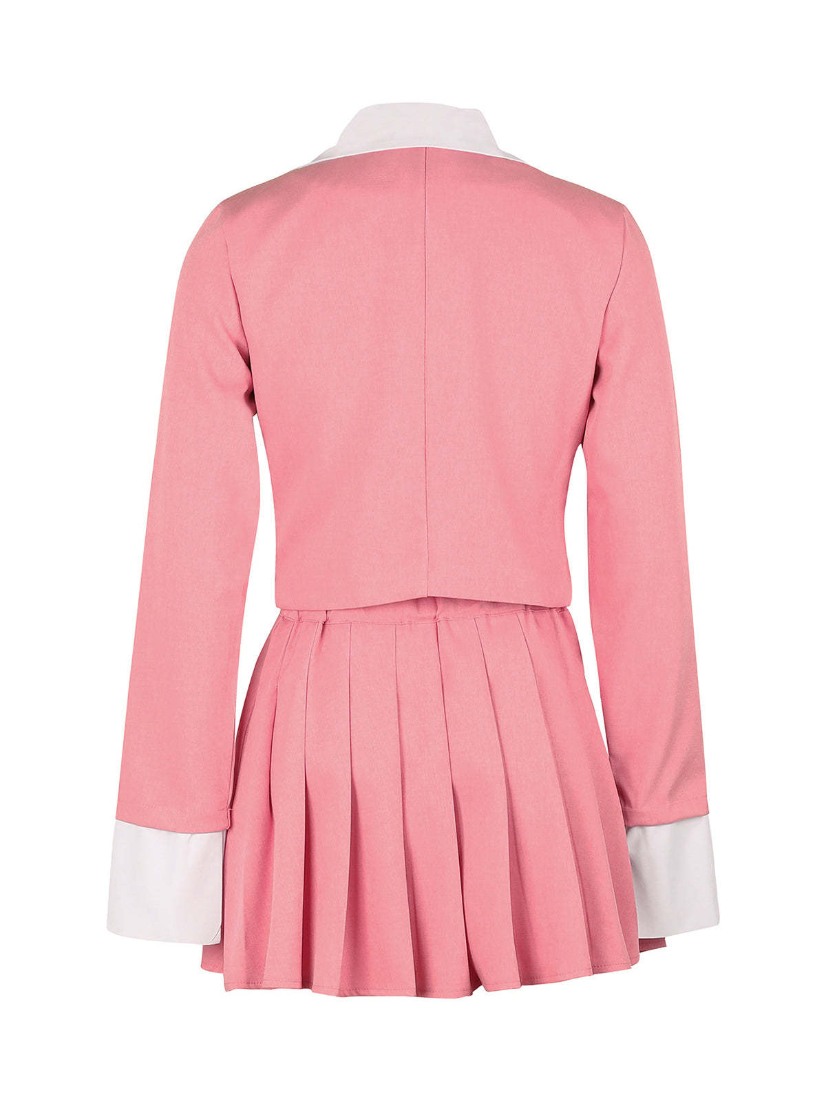 Two-Piece Blazer Shirt Collar Pleated Skirt Set