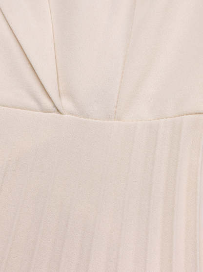 Belted Color-Block Pleated Blazer Midi Dress