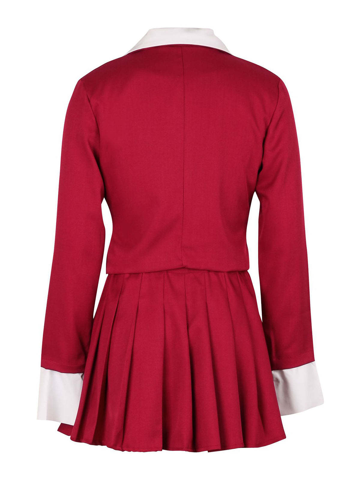 Two-Piece Blazer Shirt Collar Pleated Skirt Set