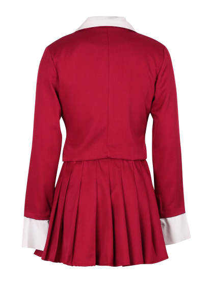 Two-Piece Blazer Shirt Collar Pleated Skirt Set