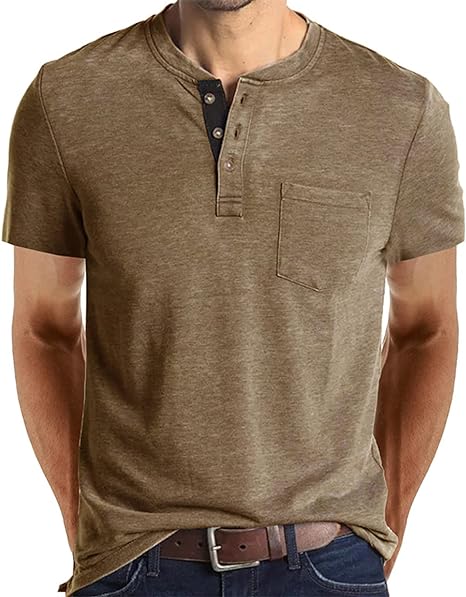 Mens Short Sleeve Button T-Shirt