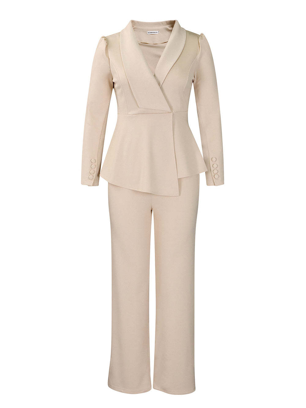 Tailored Lapel Peplum Blazer Pants Set