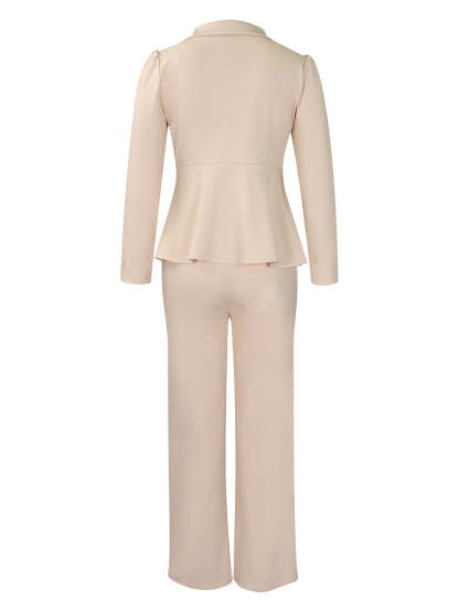 Tailored Lapel Peplum Blazer Pants Set