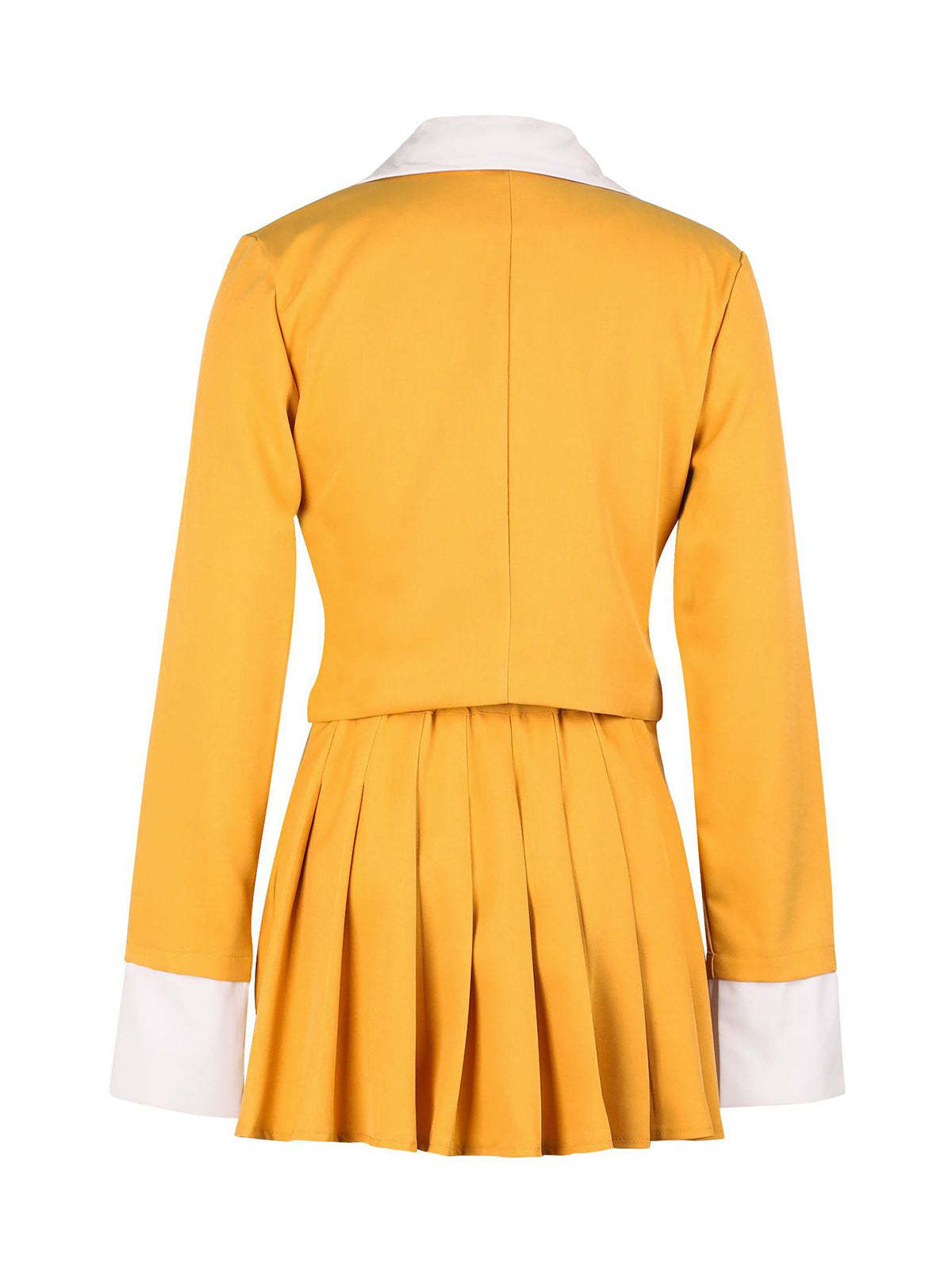 Two-Piece Blazer Shirt Collar Pleated Skirt Set