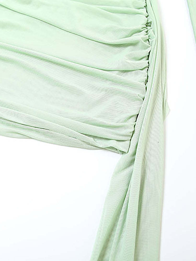 Strapless Mesh Mini Dress with Scarf Gloves